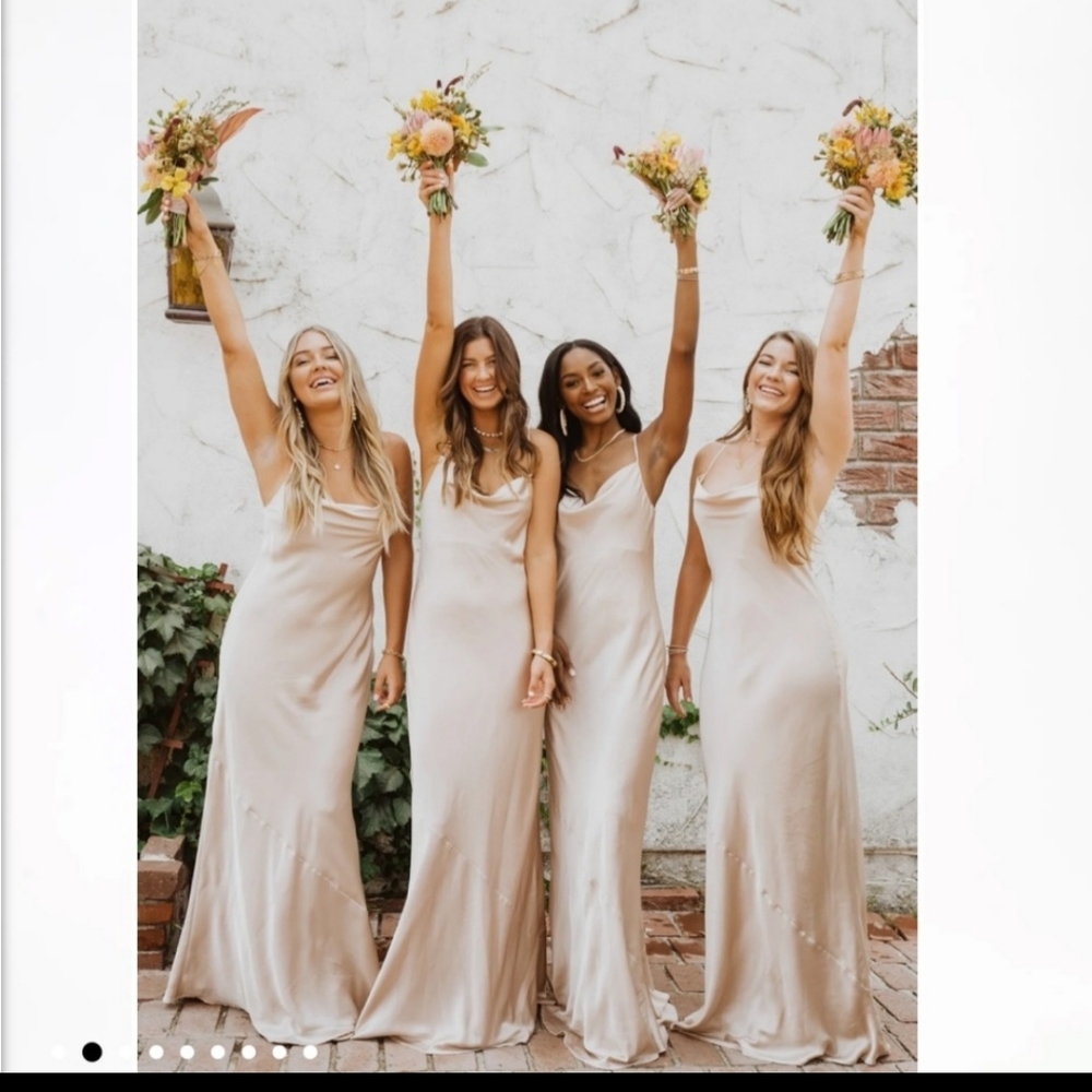 Show Me Your Mumu Tuscany Maxi Slip Dress M Cowl Neck Crisscross Back Luxe Satin